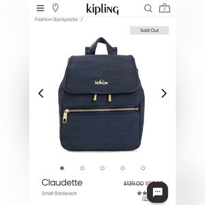 SOLD on DEPOP//Kipling Black Claudette Nylon Small Backpack Purse